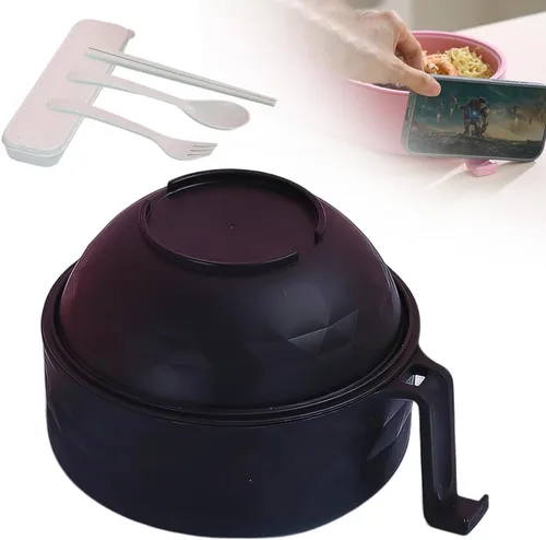 Miniatura 8 de Tazón de ramen para microondas, nuevo juego de tazón de ramen para microondas 2025 con colador, juego de tazón de ramen con tapa, mangos, cuchara