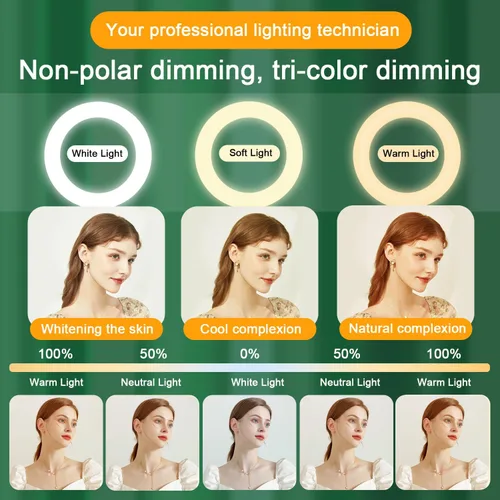 Miniatura 2 de Anillo de luz de 18 pulgadas con soporte de trípode, luz circular LED regulable de 58 W 5500 K para TikTok/Live Stream/Maquillaje/YouTube con bolsa