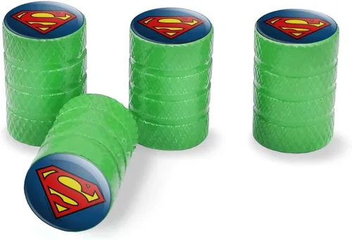 Miniatura 13 de Tapas de Vástago de Válvula de Llanta de Aluminio con Logo del Escudo Clásico de Superman Azul