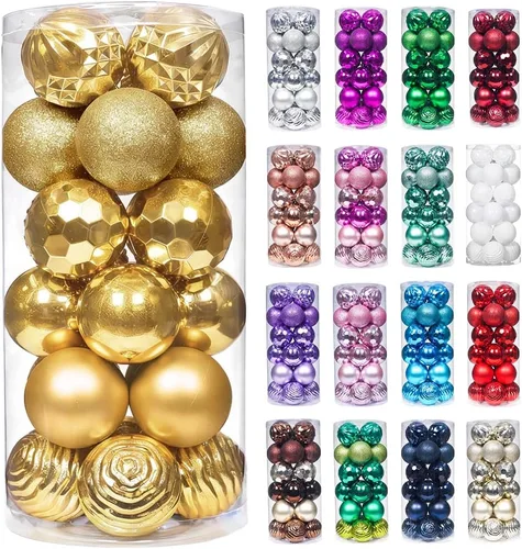 Miniatura 22 de XmasExp - Juego de 24 adornos de bola de Navidad mini irrompibles, adornos para árbol de Navidad, bolas de árbol de Navidad de 30 mm/1.18 pulgadas