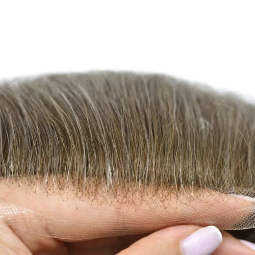 Miniatura 4 de Mens Toupee nudos blanqueados francés encaje tupé para hombres 100% europeo Remy sistema de reemplazo de cabello humano para hombres pieza de pelo