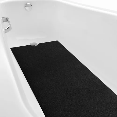 Dunzoom Alfombrilla antideslizante para bañera de 16 x 40 pulgadas con corte de drenaje, antideslizante, antideslizante, segura, alfombrilla
