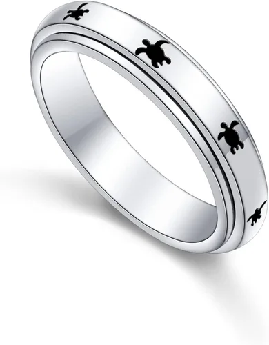 Anillo giratorio de plata de ley S925 para aliviar la ansiedad y la preocupación, anillo inspirador para aliviar el aburrimiento y el autismo para