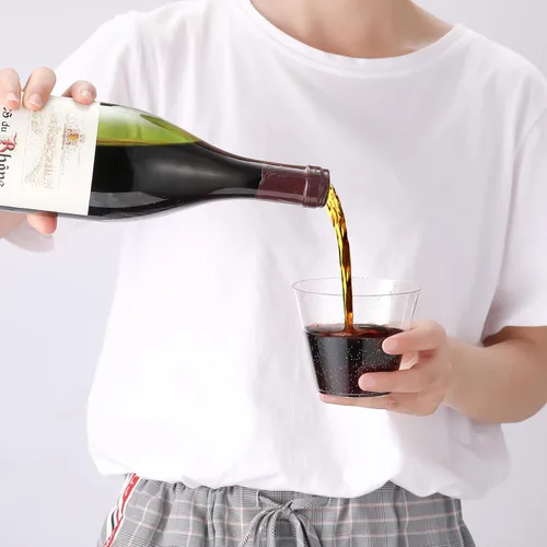 Miniatura 3 de JOLLY CHEF Paquete de 200 vasos de plástico con purpurina de 9 onzas, vasos dorados desechables, vasos de plástico transparente para boda, Acción