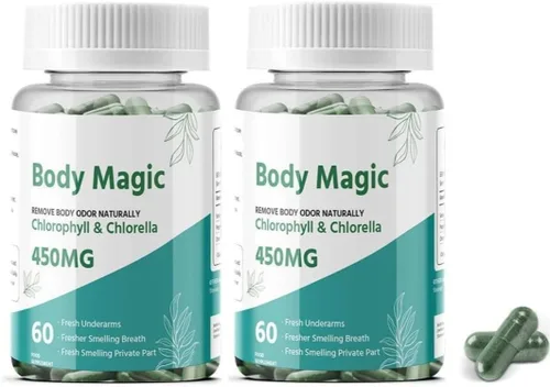 Miniatura 3 de Body Magic Cápsulas de clorofila – Elimina el olor corporal naturalmente – 60 cápsulas 450 mg (paquete de 1)