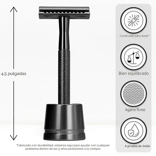 Miniatura 2 de Bambaw - Maquinilla de afeitar de seguridad de doble filo con 5 cuchillas de seguridad, maquinilla de una sola hoja con soporte, para hombres