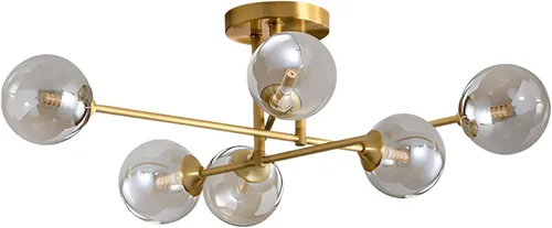 Moderna Lámpara de Techo de 6 Luces con Forma de Globo Sputnik de Montaje Empotrado Lámpara de Techo Sputnik de Mediados del Siglo de Metal Dorado