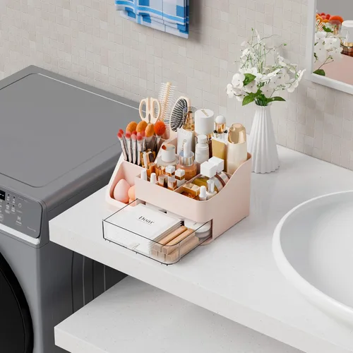 Miniatura 5 de Yieach Organizador de maquillaje de encimera para tocador, baño, tocador, organizador grande de almacenamiento de maquillaje y organizador