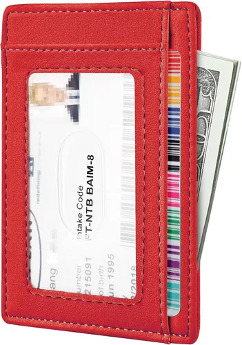 Miniatura 31 de Travelambo billetera mediana y minimalista de cuero para bolsillo frontal, con bloqueo de interferencia de radiofrecuencia