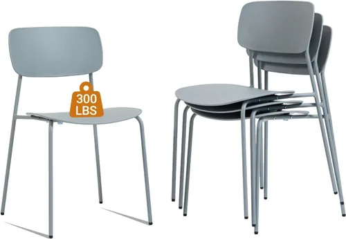 Miniatura 10 de Sidanli Juego de 4 sillas apilables para sala de conferencias, sillas de recepción con asiento de plástico, sillas apilables para espera, sala
