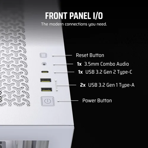 Miniatura 6 de CORSAIR Carcasa para PC ATX de media torre 3500X, vidrio templado panorámico, compatible con placa base de conexión inversa, no incluye Blanco