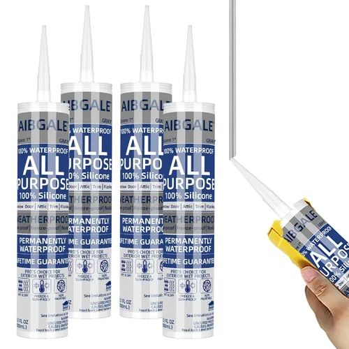 Miniatura 7 de Sellador de silicona gris, masilla de silicona multiusos 100% impermeable, silicona adhesiva para calafateo para ventanas de interiores