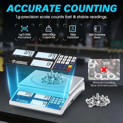 Miniatura 3 de Báscula de conteo industrial para piezas pequeñas, báscula digital de gramos de 66.1 lbs/66 libras con precisión de 0.04 oz, báscula electrónica