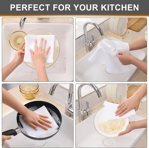 Miniatura 93 de Kitinjoy - Paños de cocina de 100 % algodón, tela de tejido gofrado, paño de limpieza ultrasuave, absorbente y de secado rápido. Beige