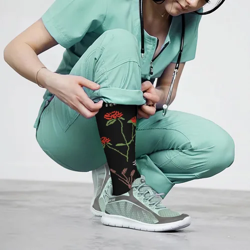 Miniatura 5 de FuelMeFoot 6 pares de calcetines de compresión para mujeres y hombres, 15-20 mmHg, soporte graduado hasta la rodilla, calcetines para enfermeras