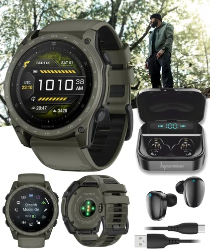Miniatura 9 de Garmin Tactix 8 Cerakоtе de 2.008 in, reloj inteligente táctico con GPS premium, pantalla AMOLED, solucionador de balística aplicada, paquete
