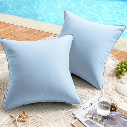 Miniatura 40 de MIULEE - Juego de 2 fundas de almohadas decorativas para exteriores, impermeables, cuadradas, para jardín, para cenador de primavera, tienda de Negro