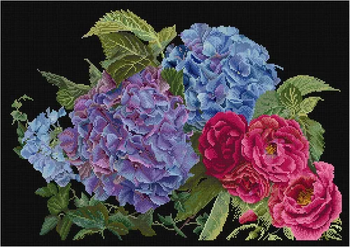 Miniatura 10 de Thea Gouverneur - Kit de punto de cruz contado - Hortensia y rosa - Aida - 16 unidades - Kit de bordado para adultos - Hilos de bordado DMC y otros