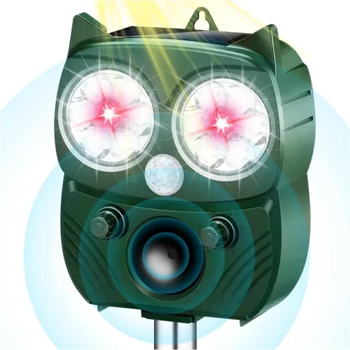 Miniatura 9 de Repelente de gatos al aire libre solar ultrasónico repelente de animales al aire libre dispositivos disuasorios de mapache IP66 impermeable ratón