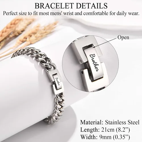 Miniatura 4 de Regalos para papá, hijo, nieto, tío sobrino, hermano, marido, novio, regalos para hombres y niños, pulsera de eslabones de cadena cubana, regalos