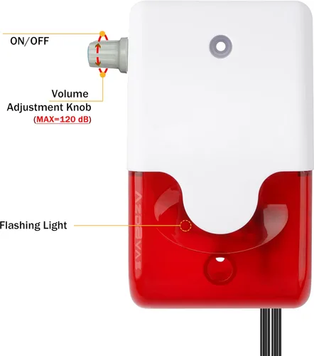 Miniatura 3 de Detector de sensor de nivel de agua alto/bajo, sirena estroboscópica roja de 120 dB, volumen de alarma ajustable, sensor de fugas de agua