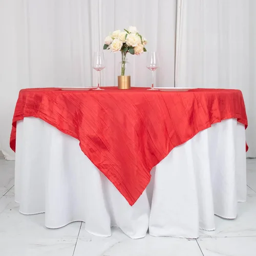 Miniatura 20 de Tableclothsfactory Mantel cuadrado de tafetán arrugado de acordeón beige de 72 x 72 pulgadas
