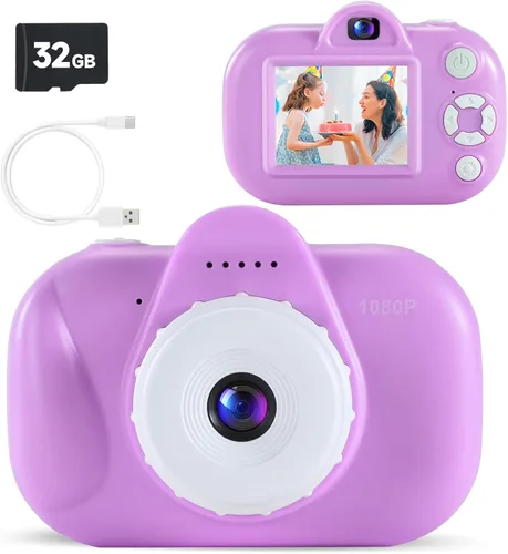 Miniatura 10 de MAVOKIS Cámara digital para niños de 3 a 8 años, cámara 1080P para niños con tarjeta SD de 32 GB, juguetes para niñas de 6 a 9 años, regalos