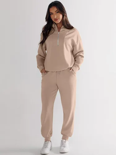 Miniatura 3 de ANRABESS Womens 2 Piece Outfits Sweatsuit Half Zip Long Sleeve Cropped Sweatshirt Jogger Sweatpants Travel Tracksuit Set