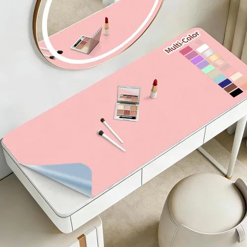 Miniatura 28 de Alfombrilla de maquillaje para tocador para proteger la parte superior del escritorio de 23.6 x 11.8 pulgadas, tapete de maquillaje de doble cara