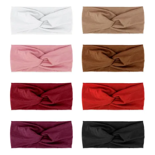 Miniatura 81 de DRESHOW Paquete de 8 diademas anudadas para mujer, con tiras cruzadas, antideslizantes, bohemias, trenzadas, accesorios para el cabello