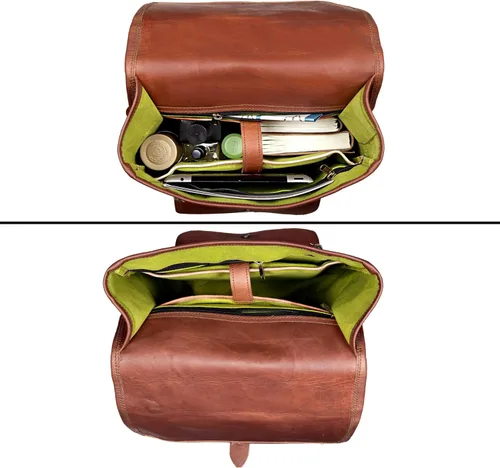 Miniatura 5 de cuero Mochila vintage de cuero de grano completo para laptop, mochila hecha a mano, calidad premium y encanto clásico, mochila de cuero para hombres
