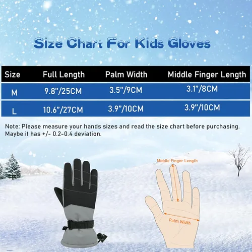Miniatura 6 de American Trends Guantes de nieve para niños, guantes de invierno impermeables, guantes de esquí para niños y niñas, clima frío, guantes de snowboard