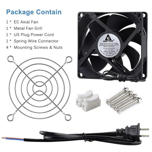 Miniatura 8 de GDSTIME EC AXIAL 8025, ventilador de magdalenas 110 V 115 V 120 V 220 V 240 V CA 3.150 in x 0.984 in pequeño ventilador de refrigeración sin