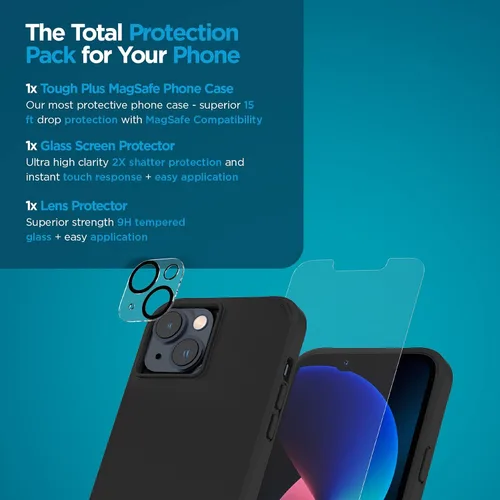 Miniatura 8 de Case-Mate Funda 3 en 1 para iPhone 14, vidrio templado y protector de lente, protección contra caídas de 15 pies, compatible con MagSafe y carga