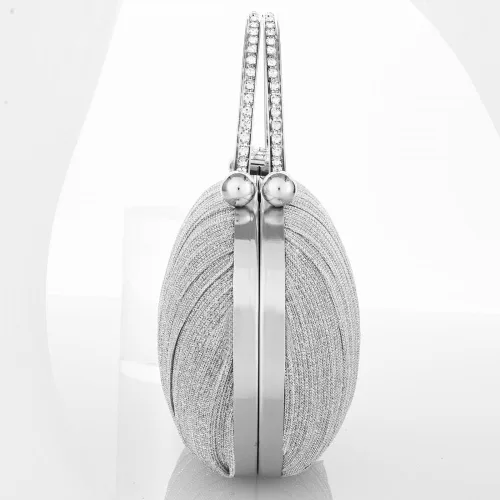 Miniatura 3 de YYW Bolso de mano plisado con purpurina para mujer, bolso de noche con asa superior para fiesta, boda nupcial