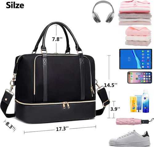Miniatura 2 de CAMTOP - Bolsa de viaje de fin de semana para mujer, bolsa de lona con espacio para laptop de15.6 pulgadas