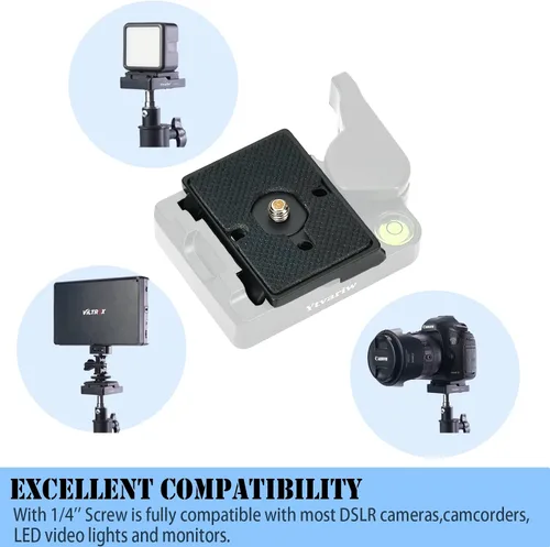Miniatura 5 de 323 Placa de liberación rápida de 1/4 pulgadas con tornillo de trípode compatible con Manfrotto 200pl-14 RC2, trípode de cámara, cabeza esférica, 2
