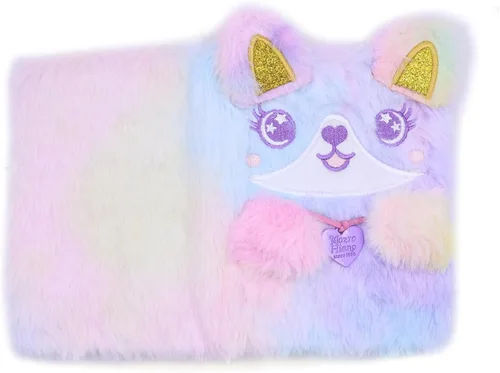 Miniatura 4 de BOLLEY JOSS Lovely Animal Notebook Kids Plush Diary for Girls Women Teens Cute Cat Fuzzy Journal Writing Pad A6 Ruled 160 Pages