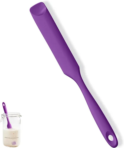 Miniatura 18 de U-Taste Espátula de silicona para frasco de masa madre: esparcidor de mermelada largo y delgado de grado alimentario, palo de agitación resistente