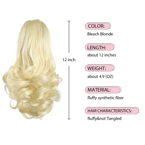 Miniatura 2 de Extensiones de cola de caballo de cabello rubio, extensiones de cola de caballo para mujer, pinza de extensiones de cabello rizado de 12 pulgadas