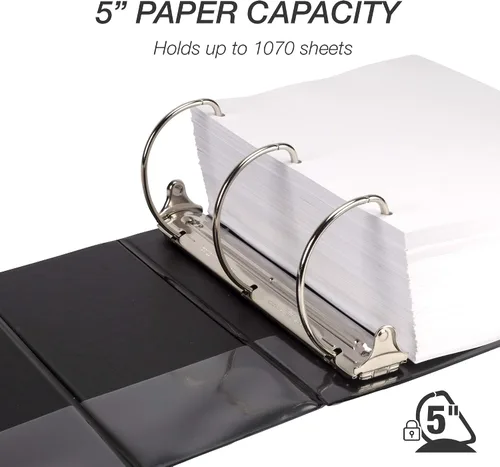Miniatura 227 de Samsill - Carpeta duradera de 5 pulgadas, fabricada en los Estados Unidos, con anillos en D, transparente y personalizable, color blanco