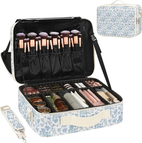 Miniatura 14 de Relavel - Estuche de maquillaje de viaje en tren de 13.8 pulgadas, estuche de cosméticos grande profesional, portátil, organizador y almacenamiento