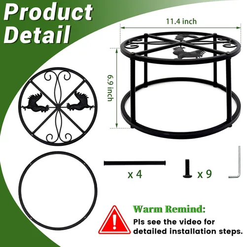 Miniatura 2 de 4 piezas de soporte para comedero y regadera de pollo, soporte de metal con 4 patas y base redonda, soporte resistente para cubos y barriles