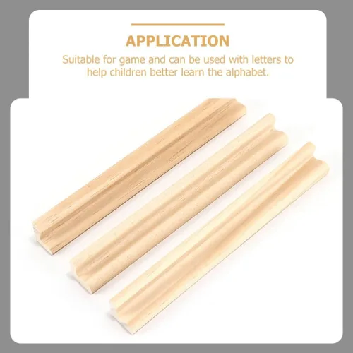 Miniatura 9 de Toddmomy 4 piezas de soporte de madera bandejas de dominó para azulejos juegos familiares Mostrar base mahjong suministros Natural Domino bandejas