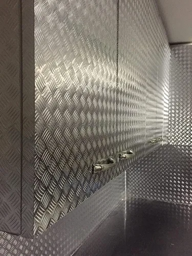 Miniatura 8 de Placa de diamante industrial con acabado cromado metálico, lámina inferior de vinilo, rollo adhesivo para estantes, paredes y pisos