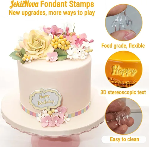 Miniatura 4 de 4 PCS Herramienta de Sellos de Pastel del Alfabeto para Galletas de Fondant, Bonita Escritura a Mano, Sello de Letras de Fondant de Grado Escritura