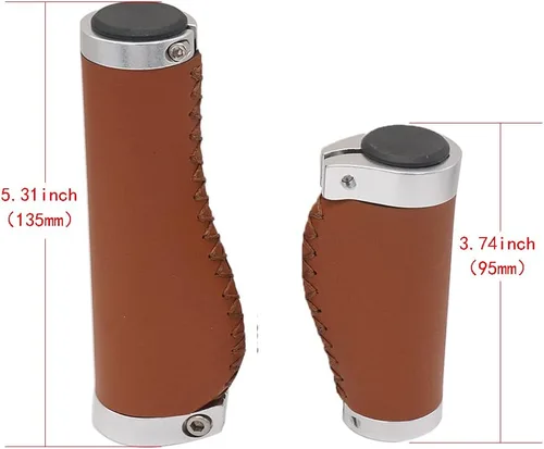 Miniatura 2 de Mango de bicicleta, cuero artificial de microfibra de PVC, largo 0.874x5.315 in, corto 0.874x3.740 in, ergonómico, antideslizante, para bicicleta