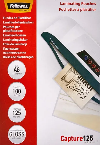 Miniatura 2 de Fellowes 100 bolsas de laminación A6 de 125 micrones (2 x 125 micrón), bolsas de laminación en caliente brillantes