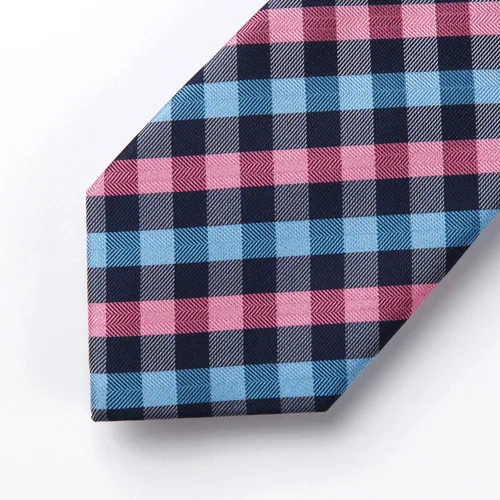Miniatura 27 de HISDERN Conjunto de corbata a cuadros a cuadros pañuelo tejido clásico formal para hombre corbata y bolsillo cuadrado