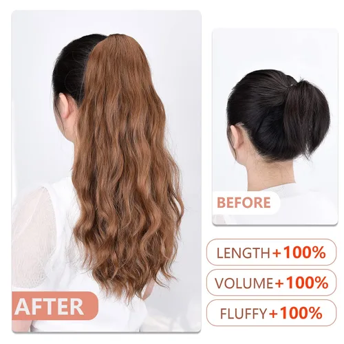 Miniatura 305 de Extensiones de cola de caballo de cabello rubio, extensiones de cola de caballo para mujer, pinza de extensiones de cabello rizado de 12 pulgadas